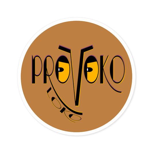 ProvokoLoko Round Stickers (Tan background) | Indoor & Outdoor Vinyl Stickers