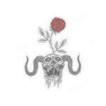 Devil's breath, rose coming out of skull:  Sticker