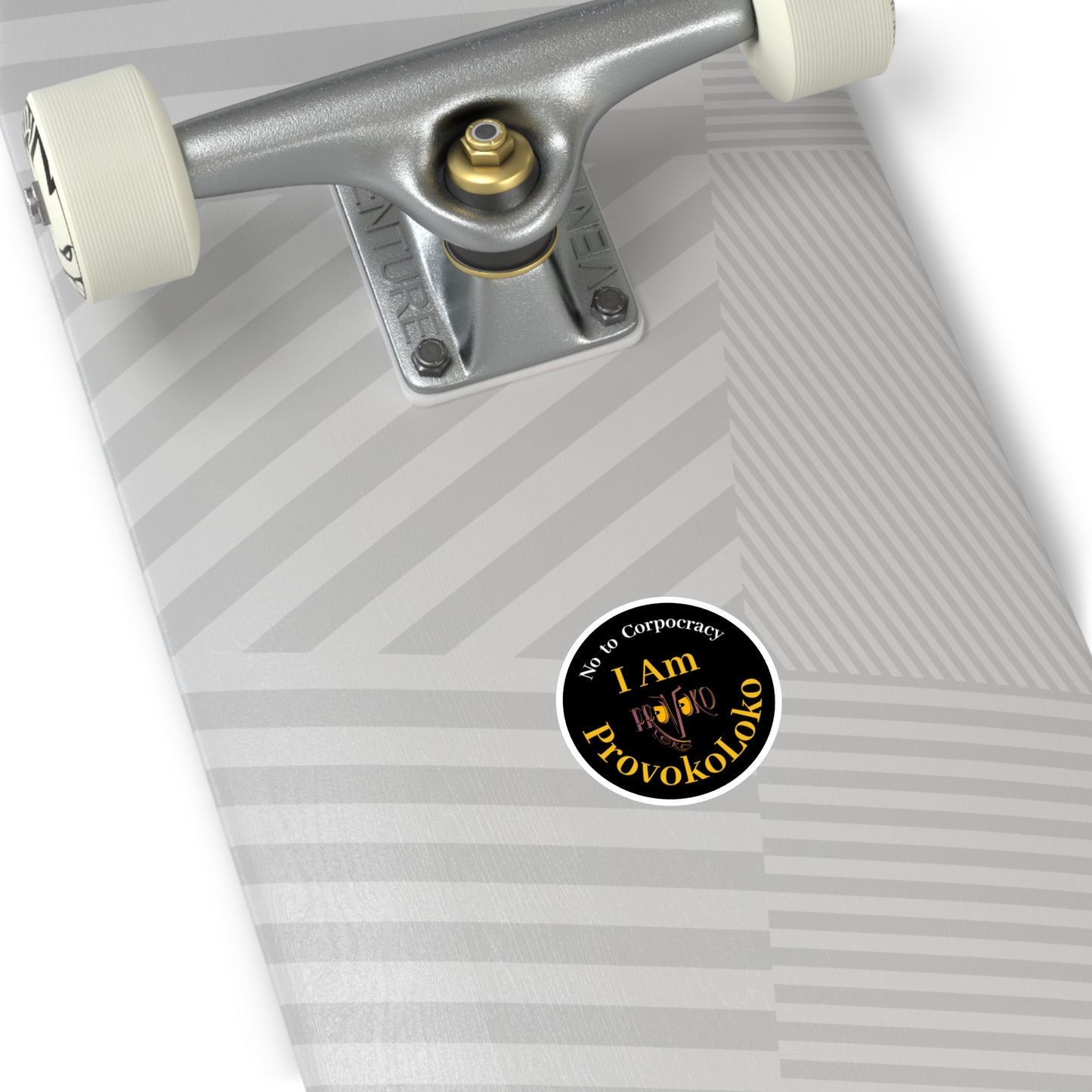 I Am ProvokoLoko, Round Stickers. No to Corpocracy. (black background) | Indoor & Outdoor Vinyl Stickers