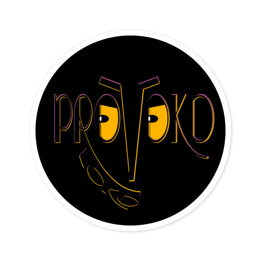 ProvokoLoko Round Stickers (black background) | Indoor & Outdoor Vinyl Stickers