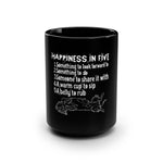 Happiness in Five, Black Mug 15oz