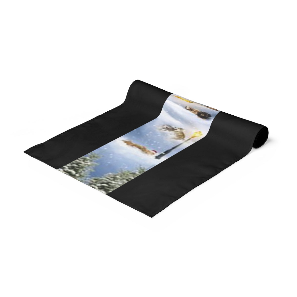 Christmas Dogs and Snowman (Black), Table Runner