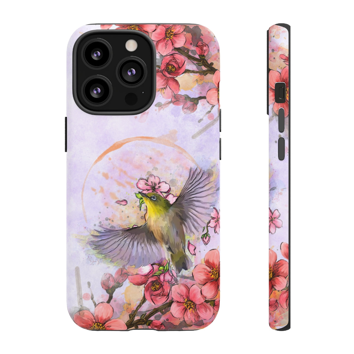 Cherry Blossom Birds, white background (Soar), Tough Cases - All Phones