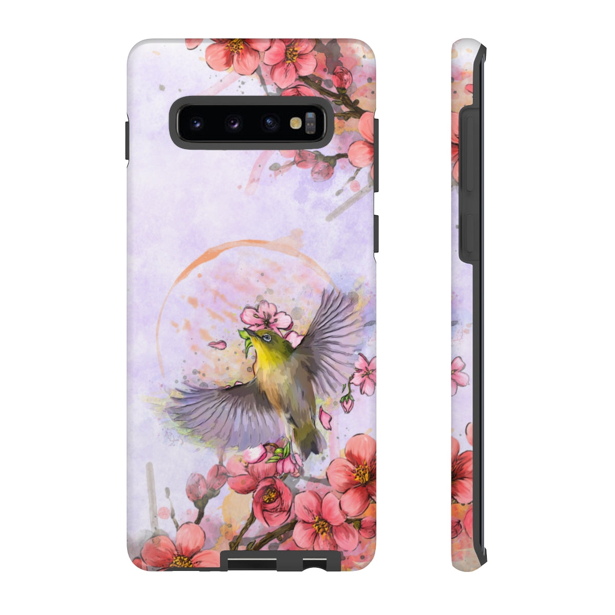 Cherry Blossom Birds, white background (Soar), Tough Cases - All Phones