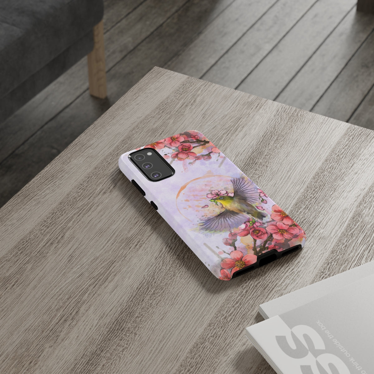 Cherry Blossom Birds, white background (Soar), Tough Cases - All Phones