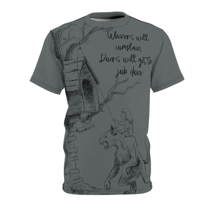 Whiner or a doer (Dark Grey): Unisex All Over Print T shirt