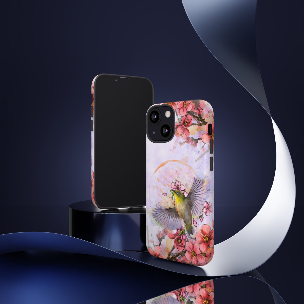 Cherry Blossom Birds, white background (Soar), Tough Cases - All Phones