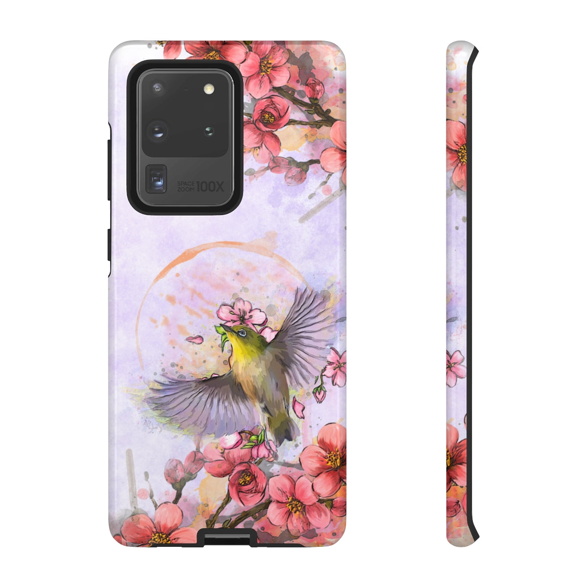 Cherry Blossom Birds, white background (Soar), Tough Cases - All Phones