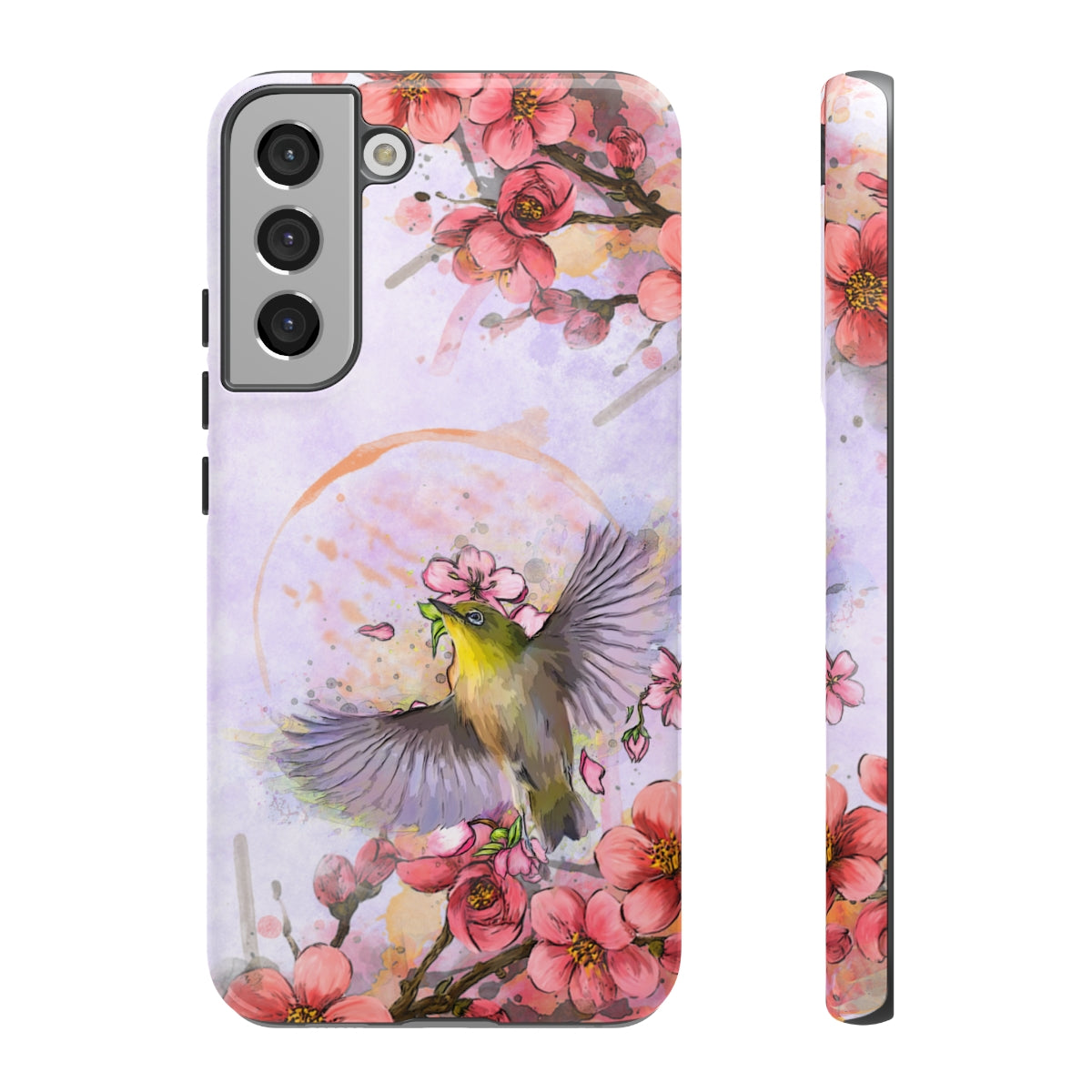 Cherry Blossom Birds, white background (Soar), Tough Cases - All Phones