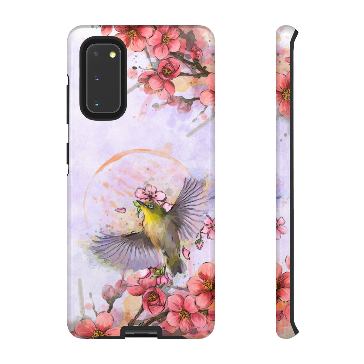 Cherry Blossom Birds, white background (Soar), Tough Cases - All Phones