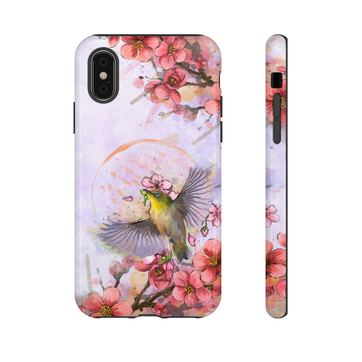 Cherry Blossom Birds, white background (Soar), Tough Cases - All Phones