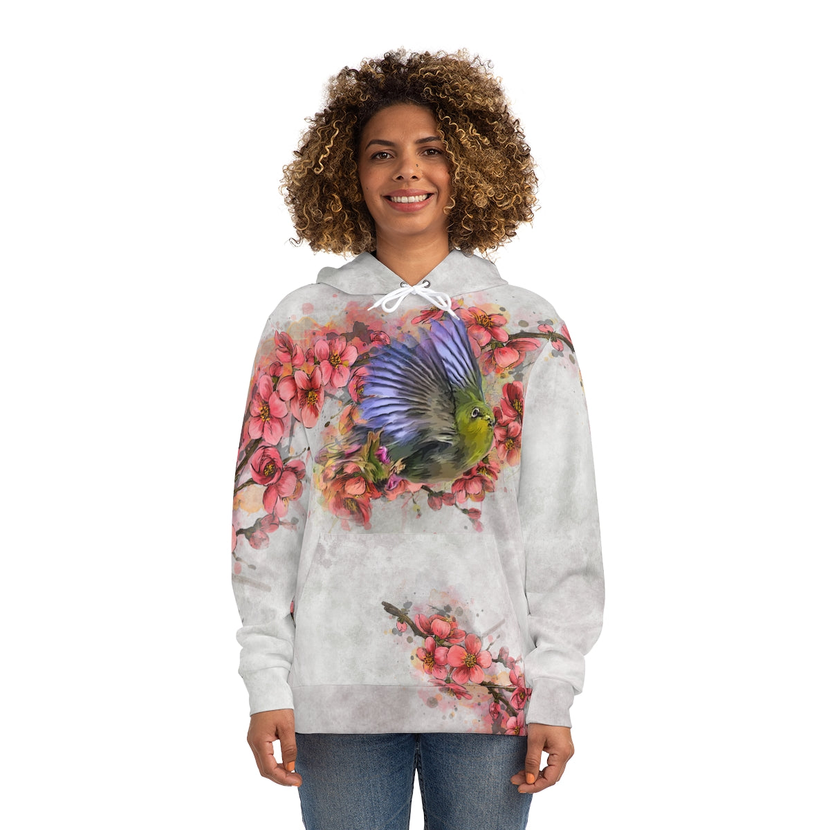 Cherry Blossom Birds White Fashion Hoodie ProvokoLoko