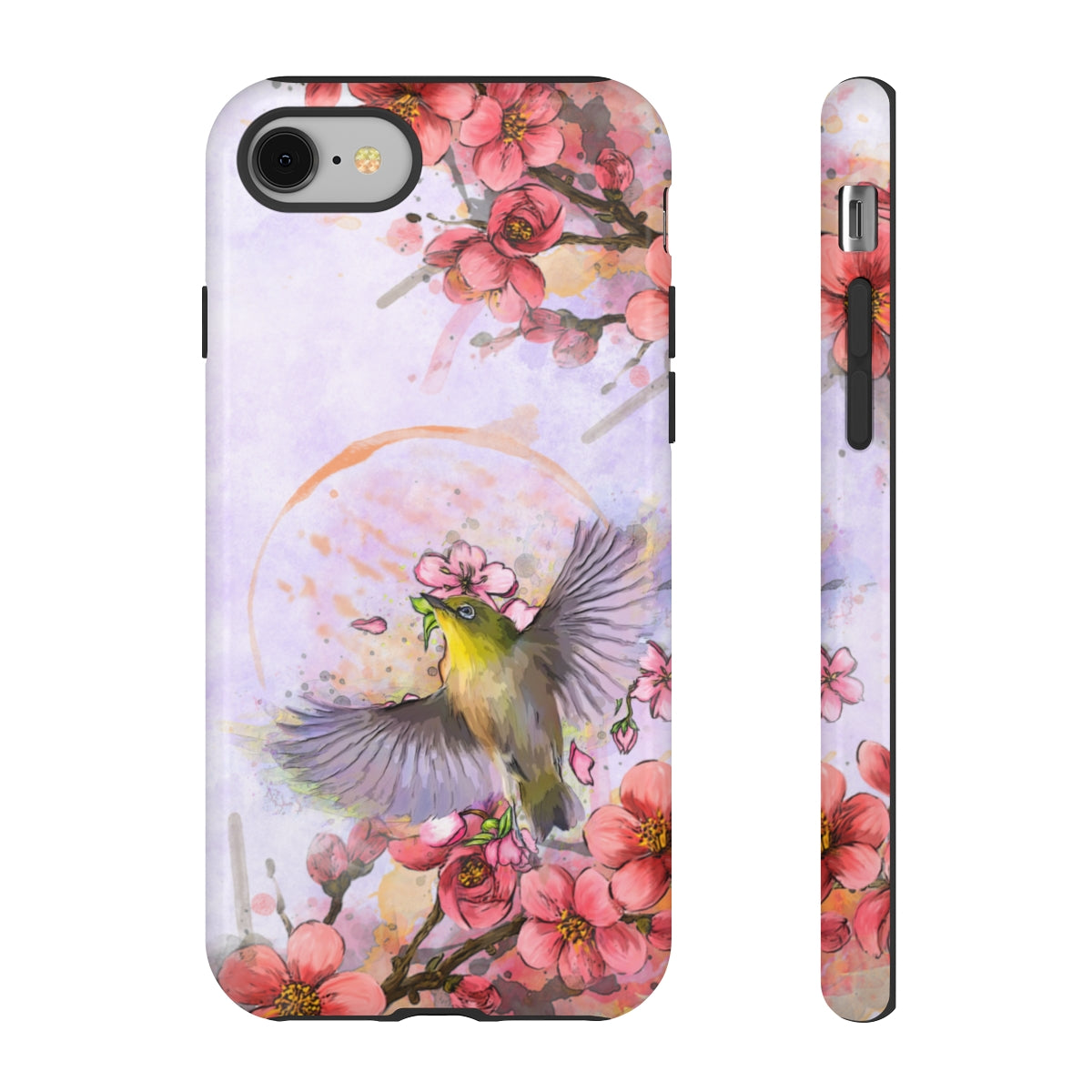 Cherry Blossom Birds, white background (Soar), Tough Cases - All Phones