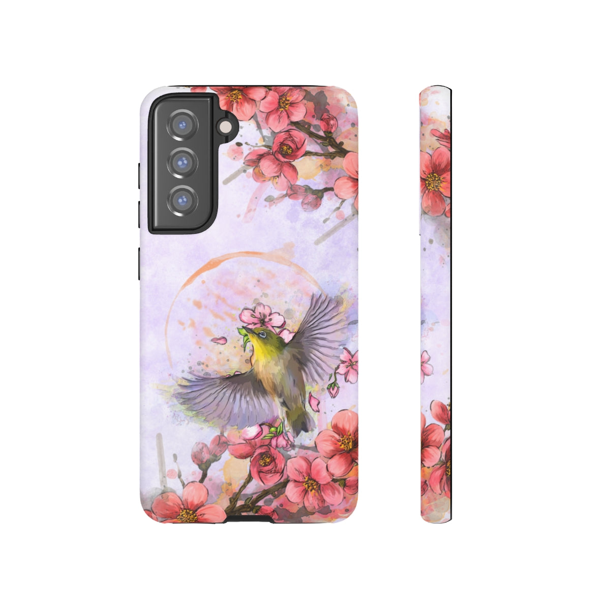 Cherry Blossom Birds, white background (Soar), Tough Cases - All Phones