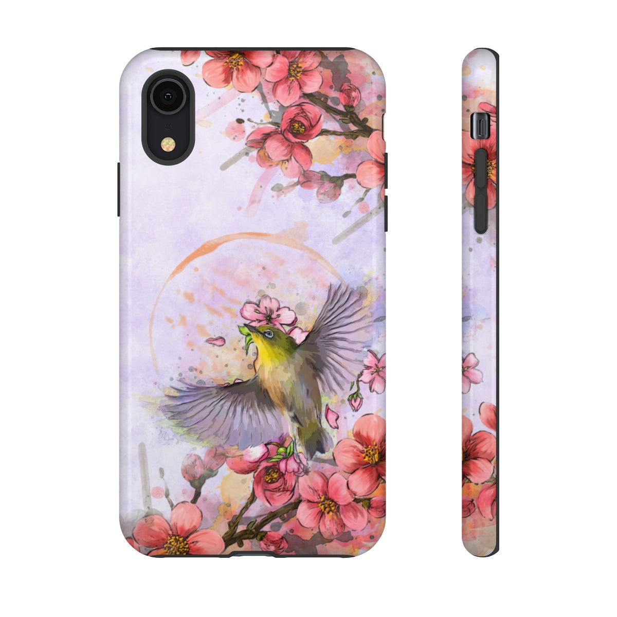 Cherry Blossom Birds, white background (Soar), Tough Cases - All Phones