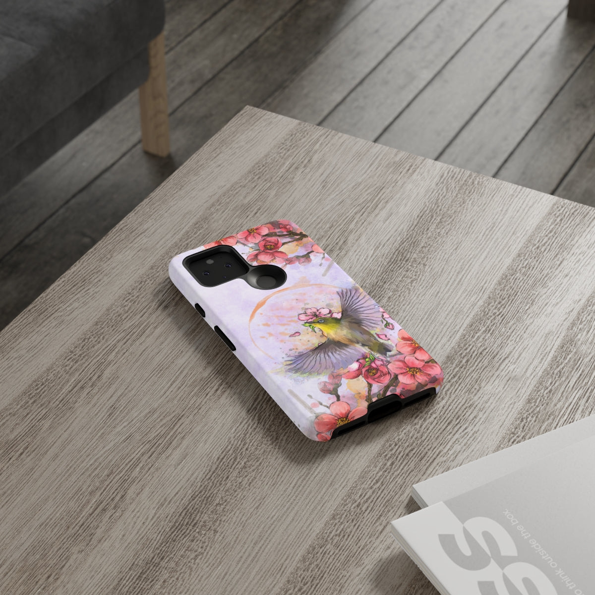 Cherry Blossom Birds, white background (Soar), Tough Cases - All Phones