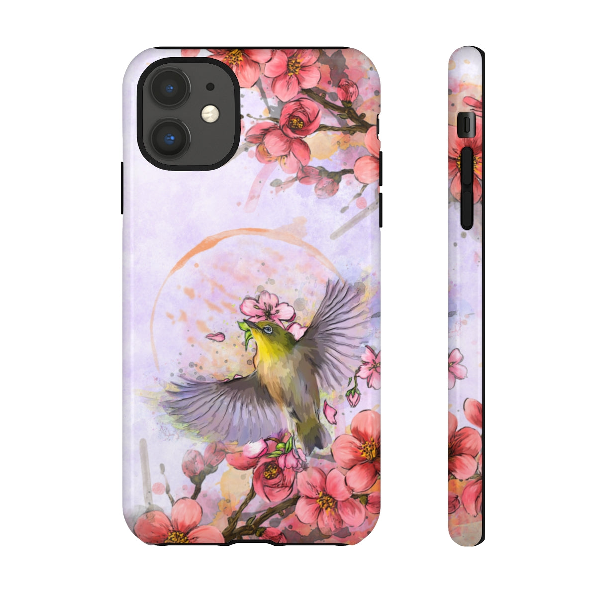 Cherry Blossom Birds, white background (Soar), Tough Cases - All Phones