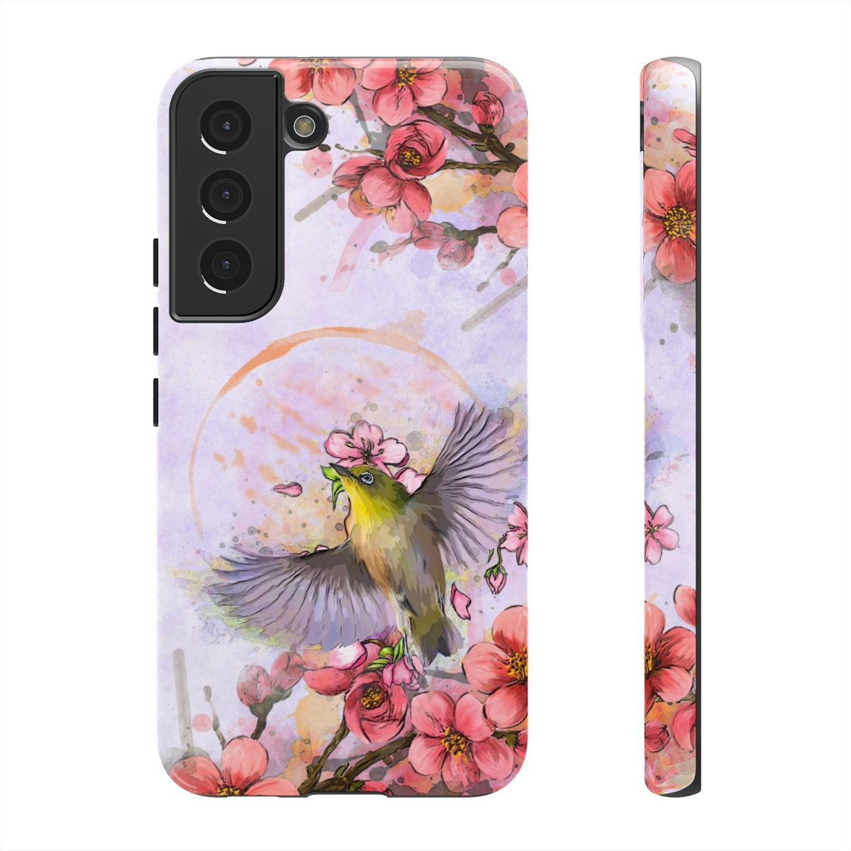 Cherry Blossom Birds, white background (Soar), Tough Cases - All Phones