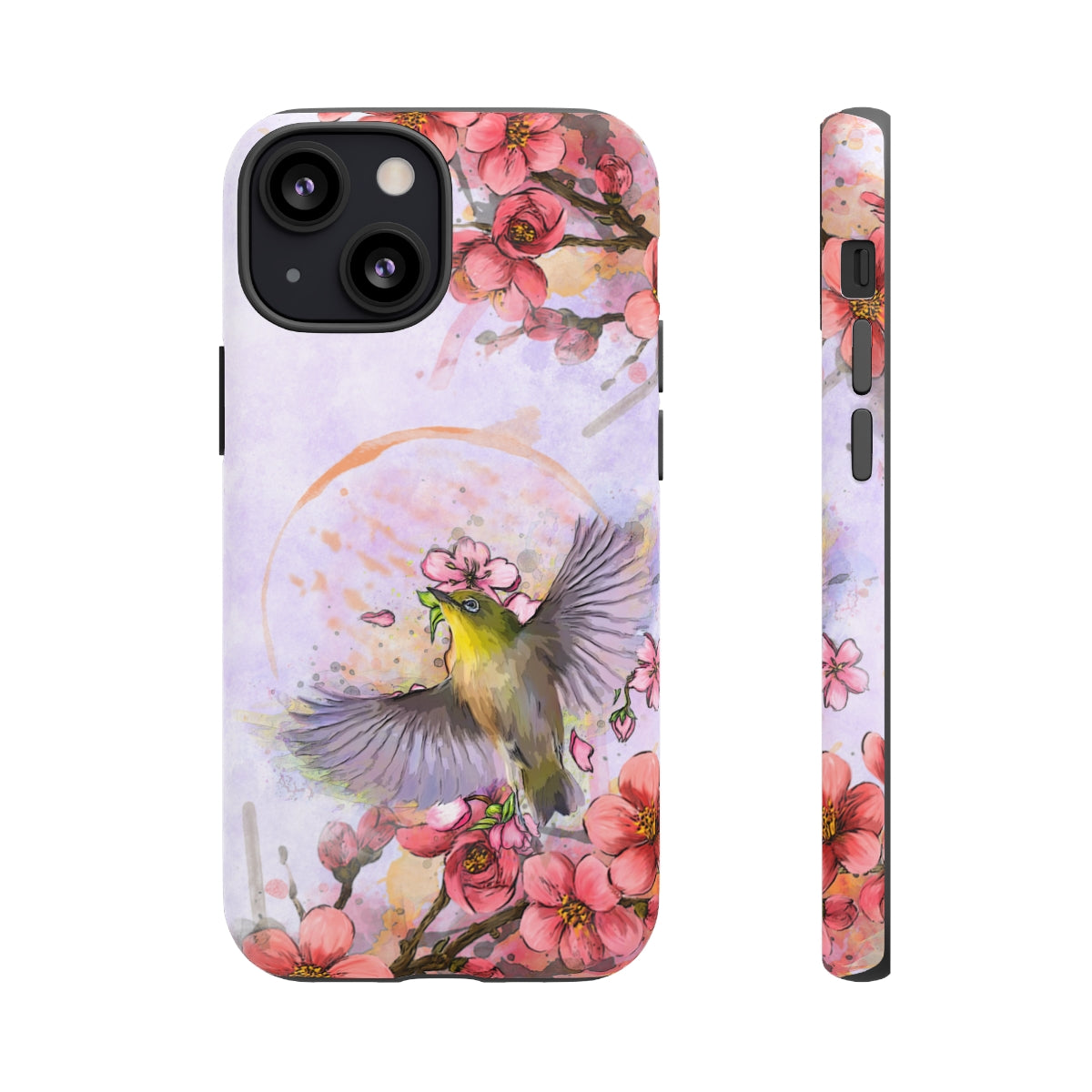 Cherry Blossom Birds, white background (Soar), Tough Cases - All Phones