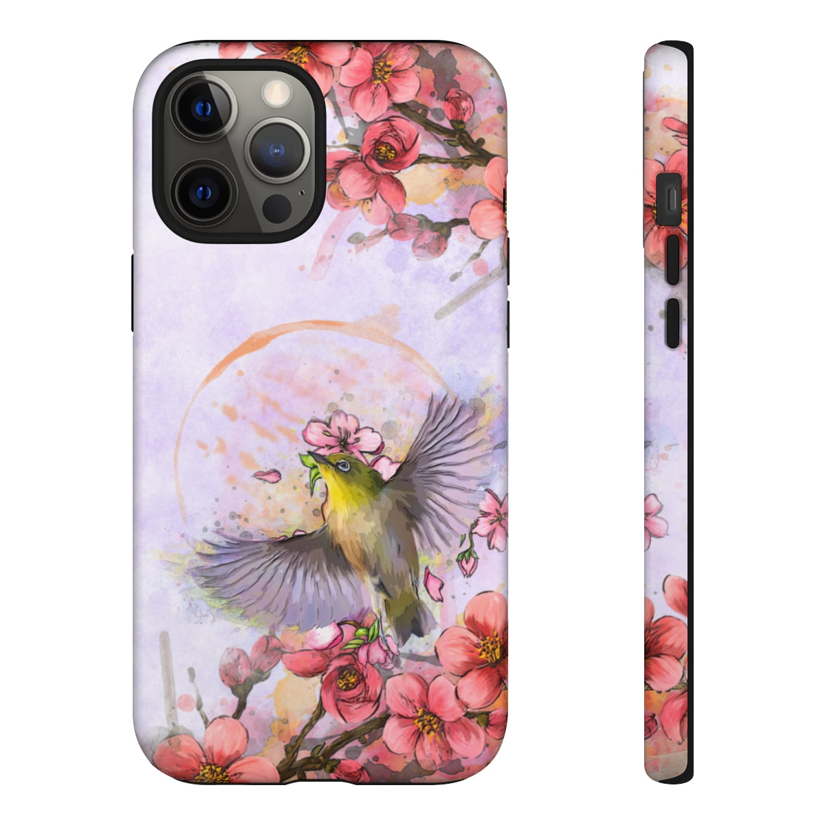 Cherry Blossom Birds, white background (Soar), Tough Cases - All Phones