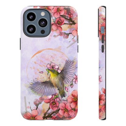 Cherry Blossom Birds, white background (Soar), Tough Cases - All Phones