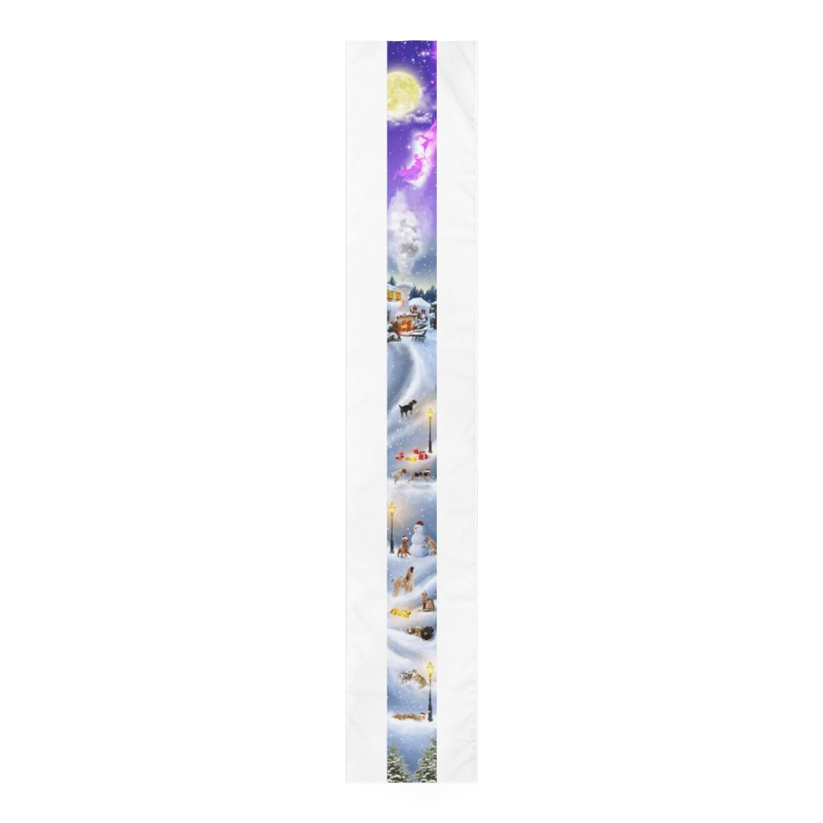 Christmas Dogs and Snowman (White), Table Runner