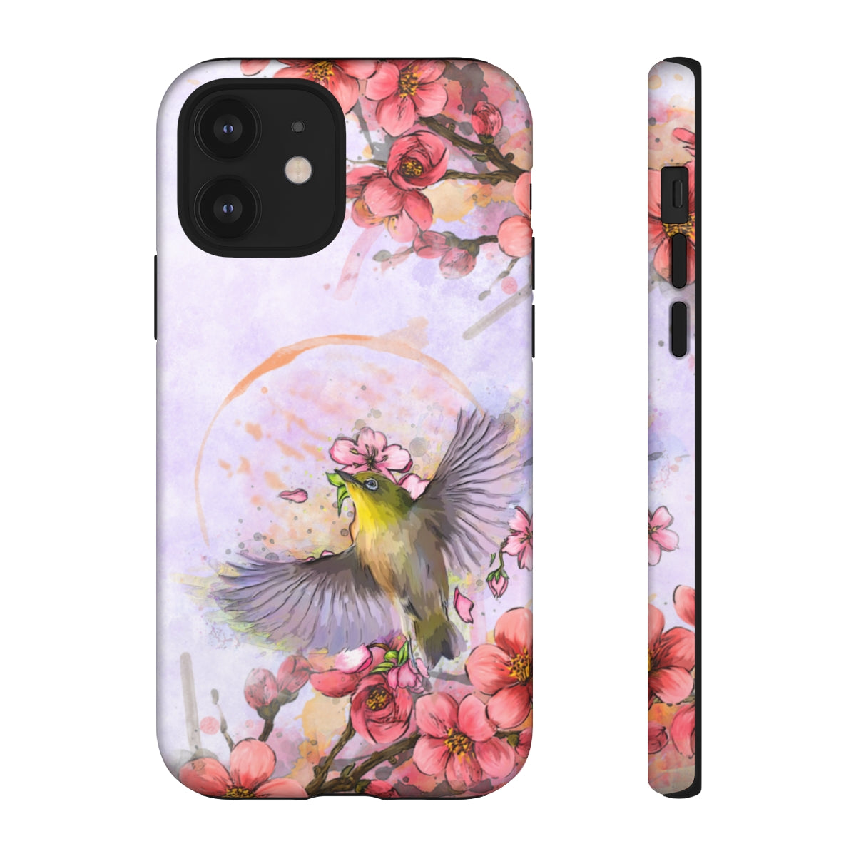 Cherry Blossom Birds, white background (Soar), Tough Cases - All Phones