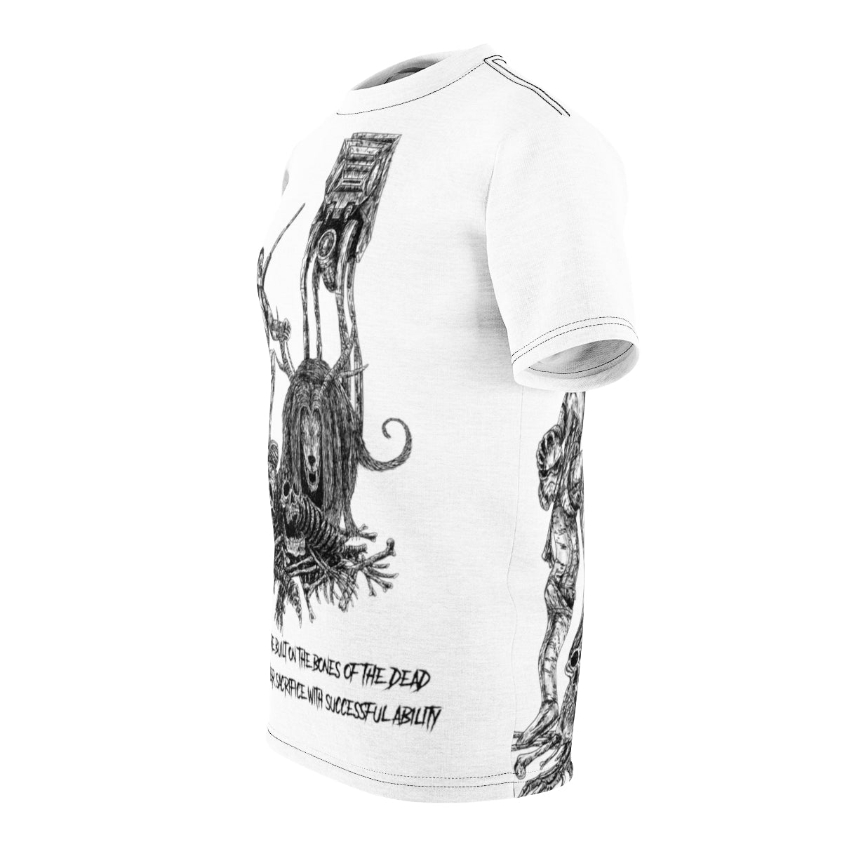 Nations are built on the bones of the dead: (White) Unisex AOP Cut & Sew Tee