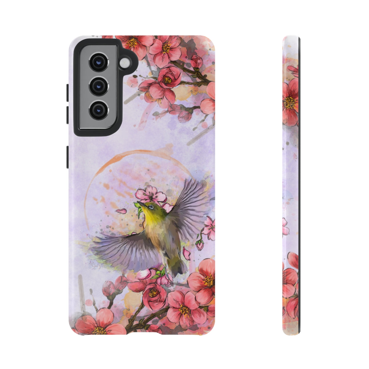 Cherry Blossom Birds, white background (Soar), Tough Cases - All Phones