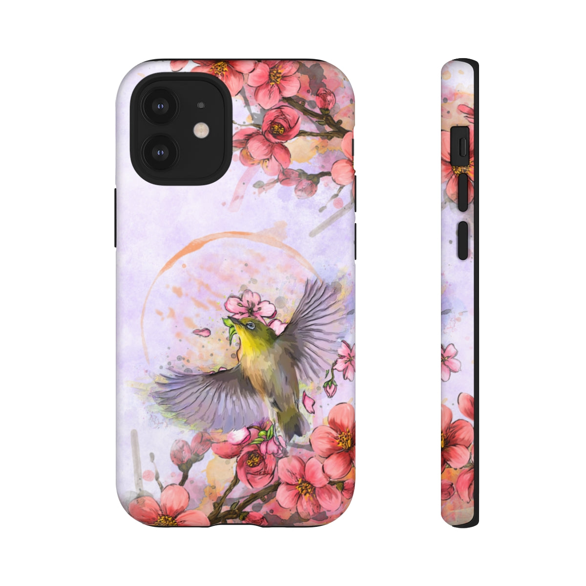 Cherry Blossom Birds, white background (Soar), Tough Cases - All Phones