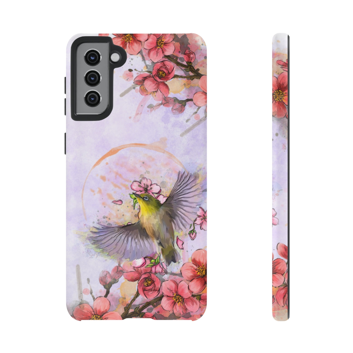 Cherry Blossom Birds, white background (Soar), Tough Cases - All Phones