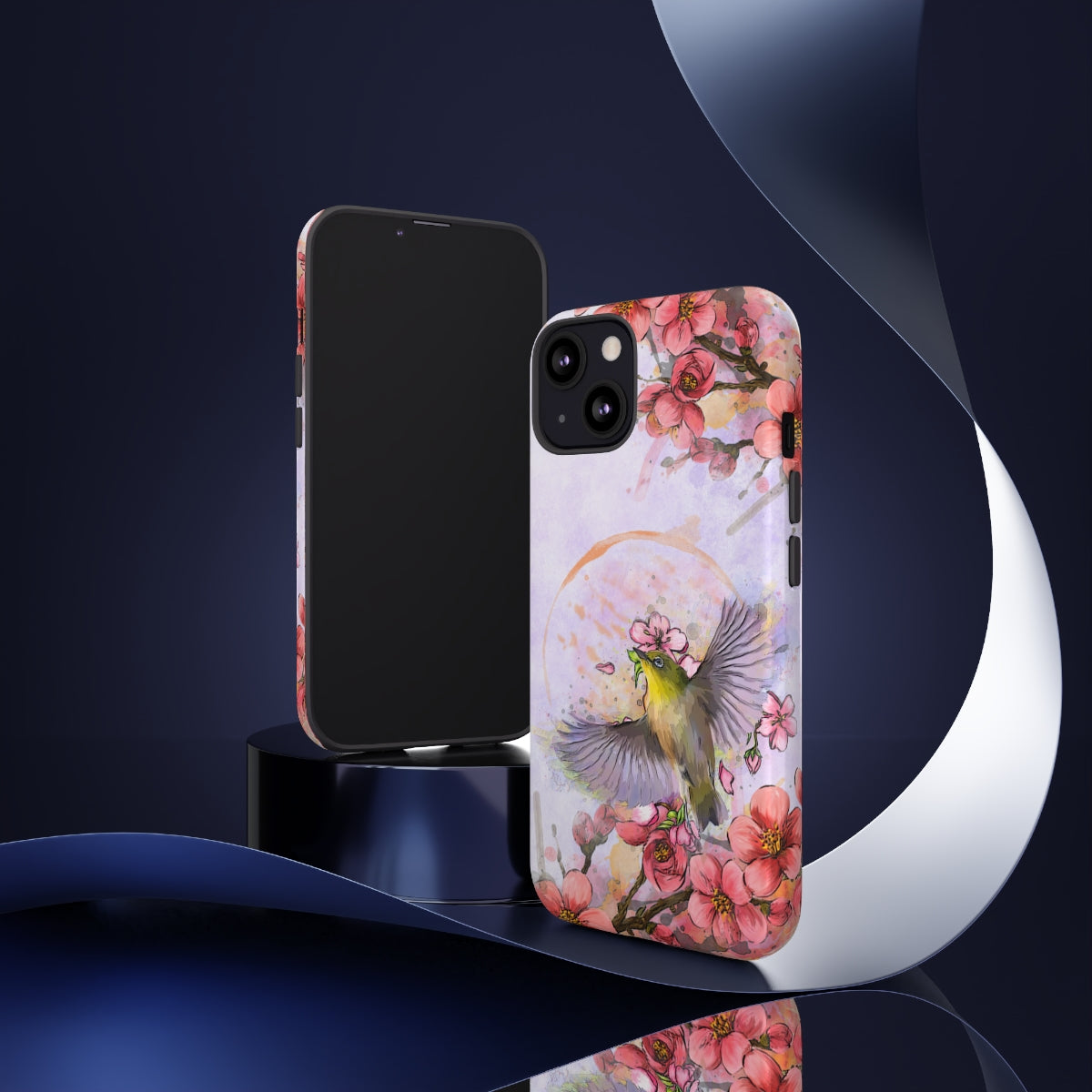 Cherry Blossom Birds, white background (Soar), Tough Cases - All Phones