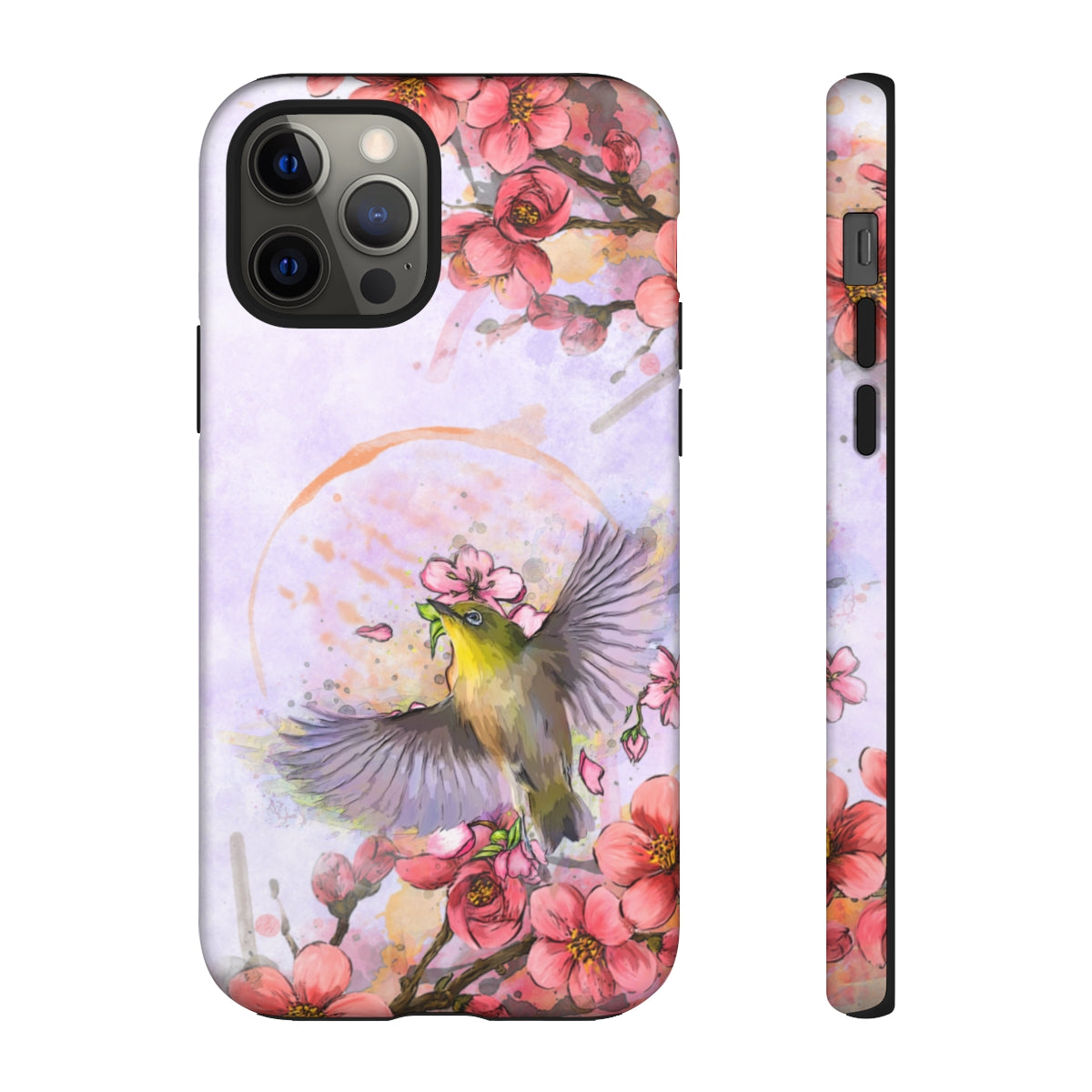 Cherry Blossom Birds, white background (Soar), Tough Cases - All Phones