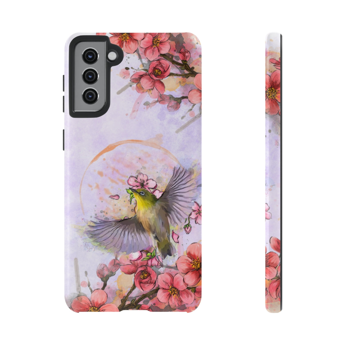 Cherry Blossom Birds, white background (Soar), Tough Cases - All Phones