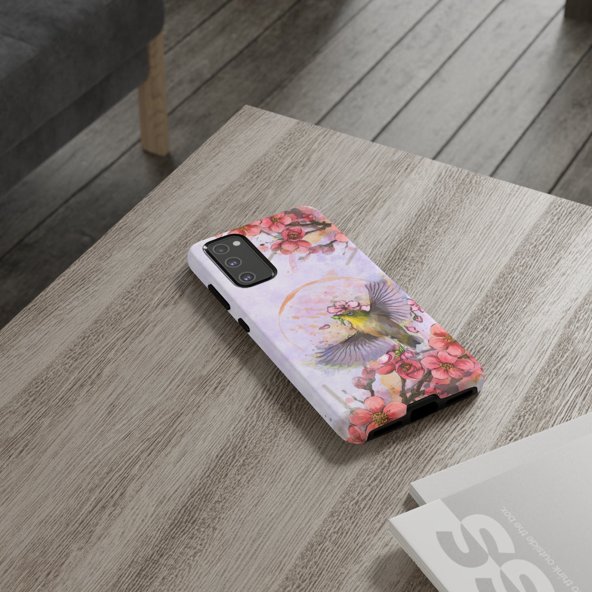 Cherry Blossom Birds, white background (Soar), Tough Cases - All Phones