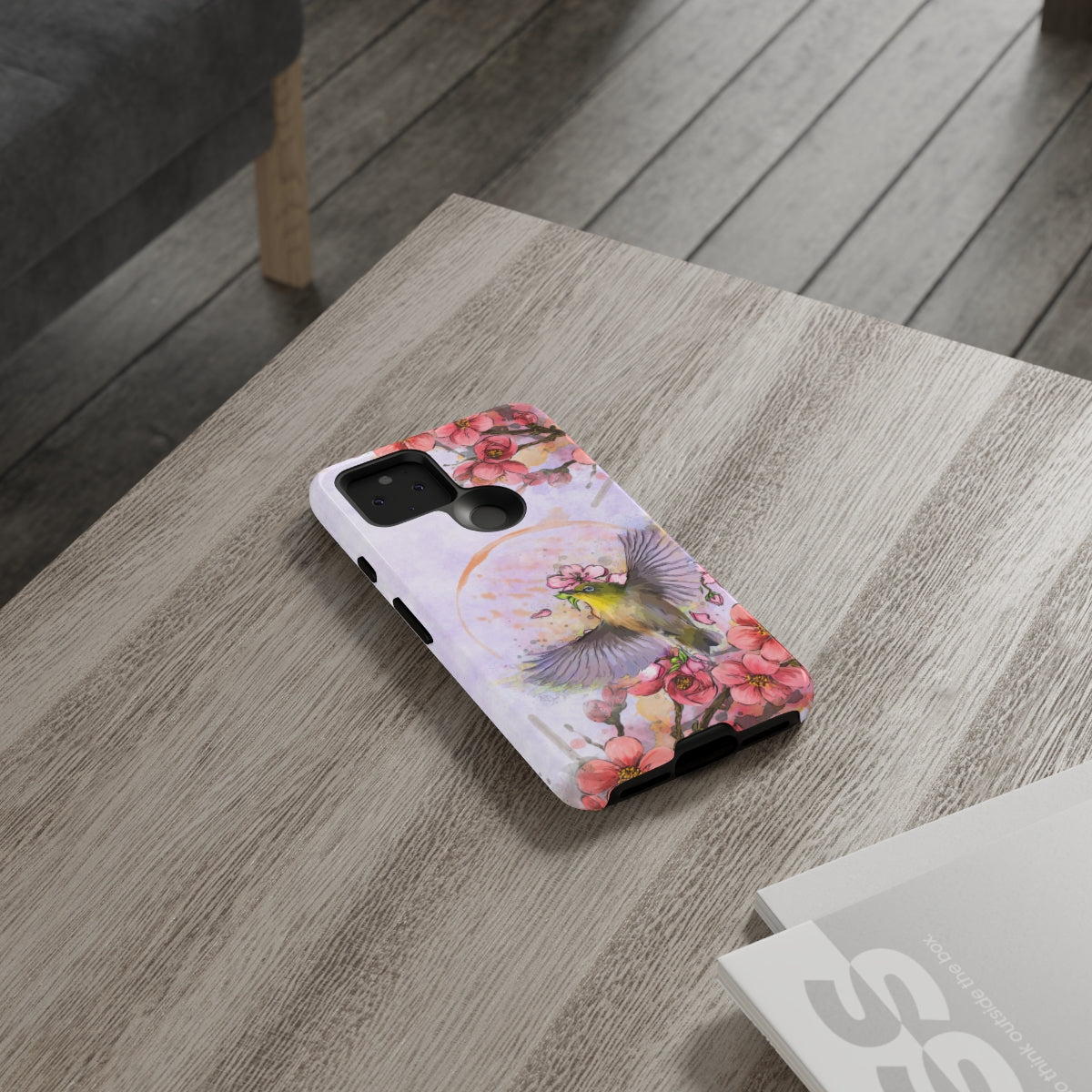 Cherry Blossom Birds, white background (Soar), Tough Cases - All Phones