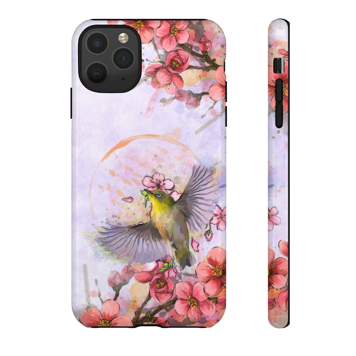 Cherry Blossom Birds, white background (Soar), Tough Cases - All Phones