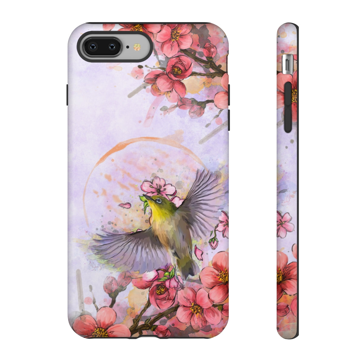 Cherry Blossom Birds, white background (Soar), Tough Cases - All Phones