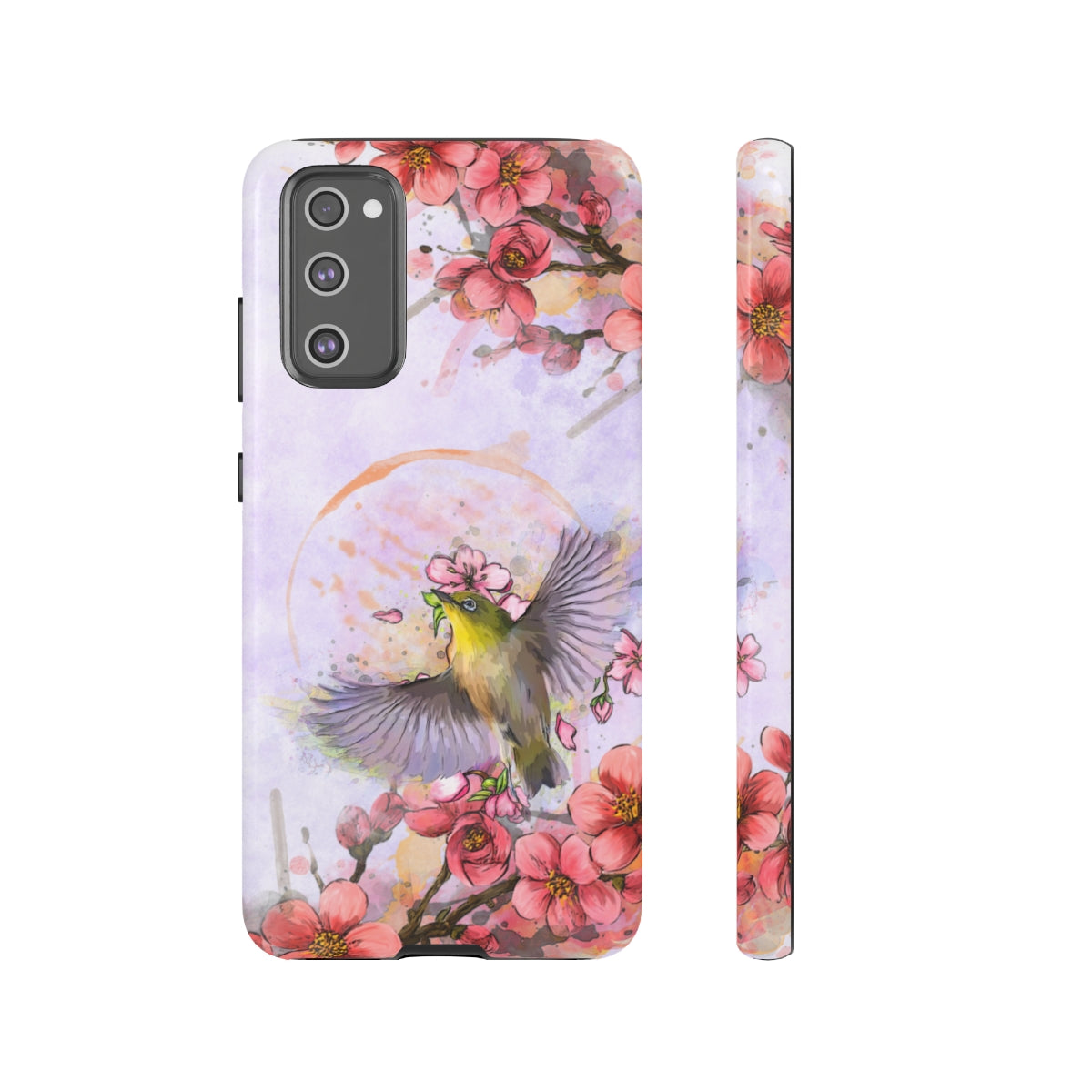 Cherry Blossom Birds, white background (Soar), Tough Cases - All Phones