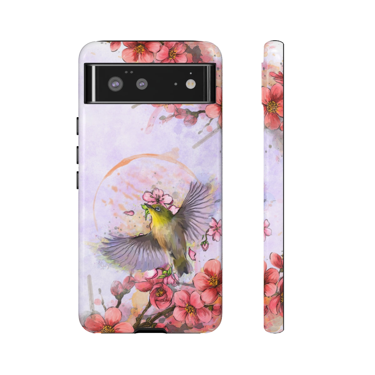 Cherry Blossom Birds, white background (Soar), Tough Cases - All Phones