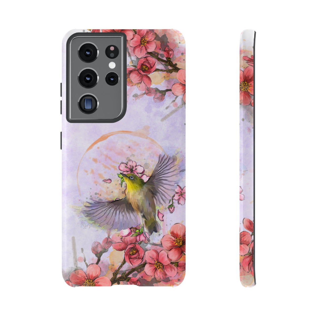 Cherry Blossom Birds, white background (Soar), Tough Cases - All Phones