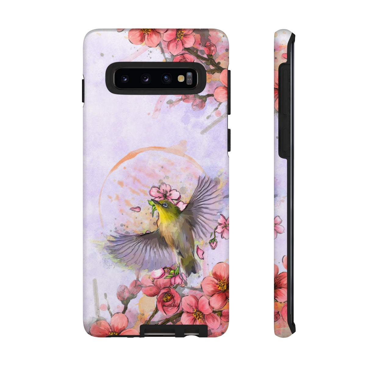 Cherry Blossom Birds, white background (Soar), Tough Cases - All Phones