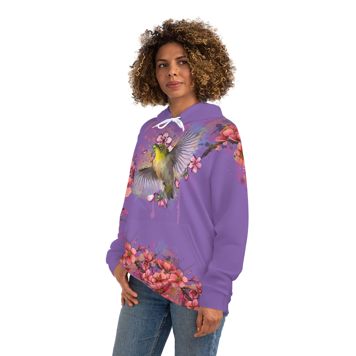 Cherry Blossom Birds (Purple), Fashion Hoodie