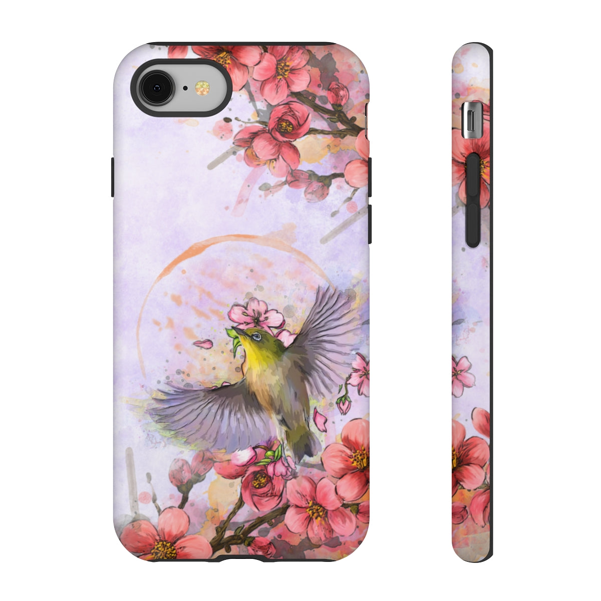 Cherry Blossom Birds, white background (Soar), Tough Cases - All Phones