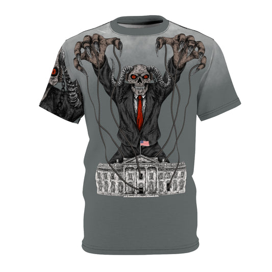 Capital Marionette (dark grey): Unisex All Over Print T-shirt