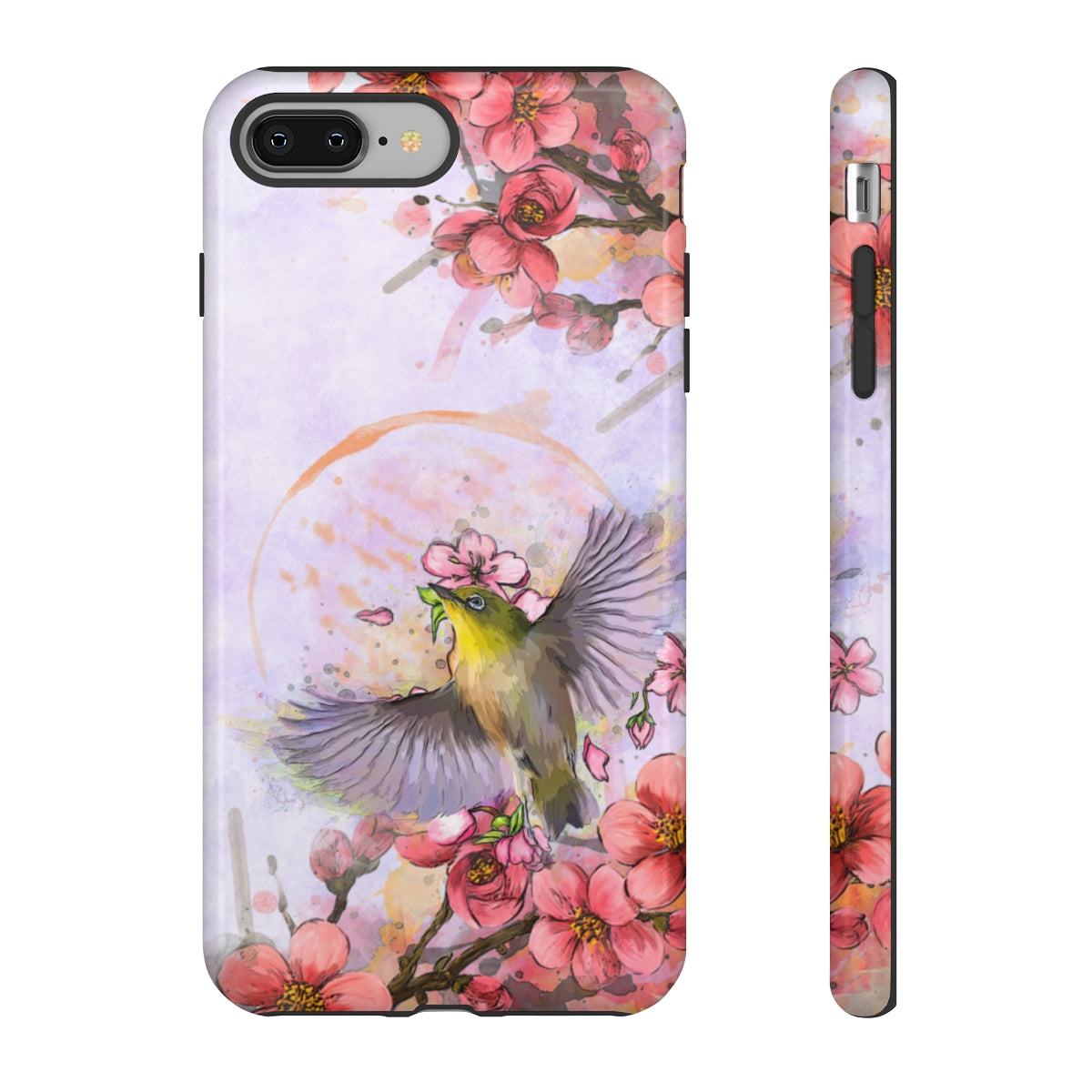 Cherry Blossom Birds, white background (Soar), Tough Cases - All Phones