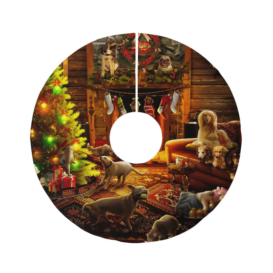 Christmas Puppies, Round Tree Skirt