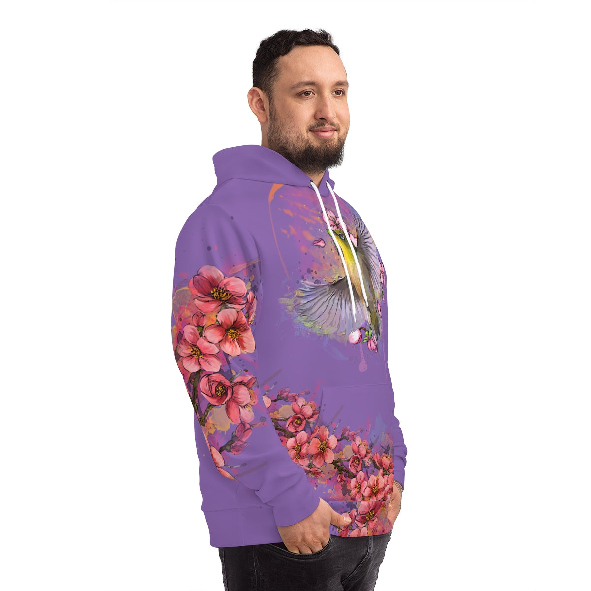 Cherry Blossom Birds (Purple), Fashion Hoodie