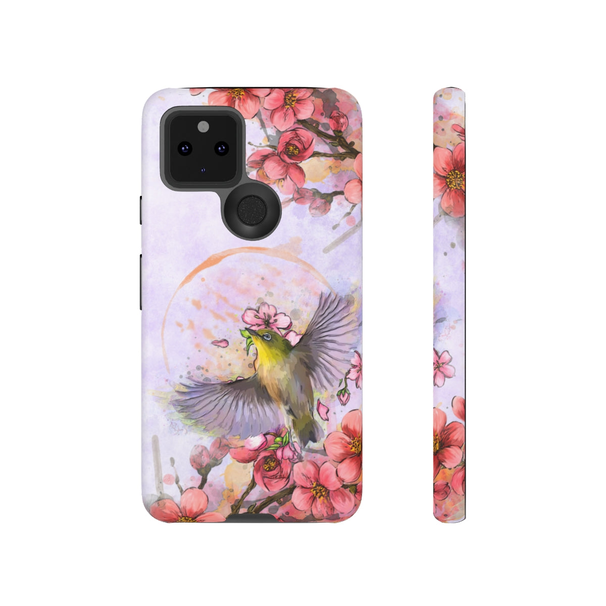 Cherry Blossom Birds, white background (Soar), Tough Cases - All Phones