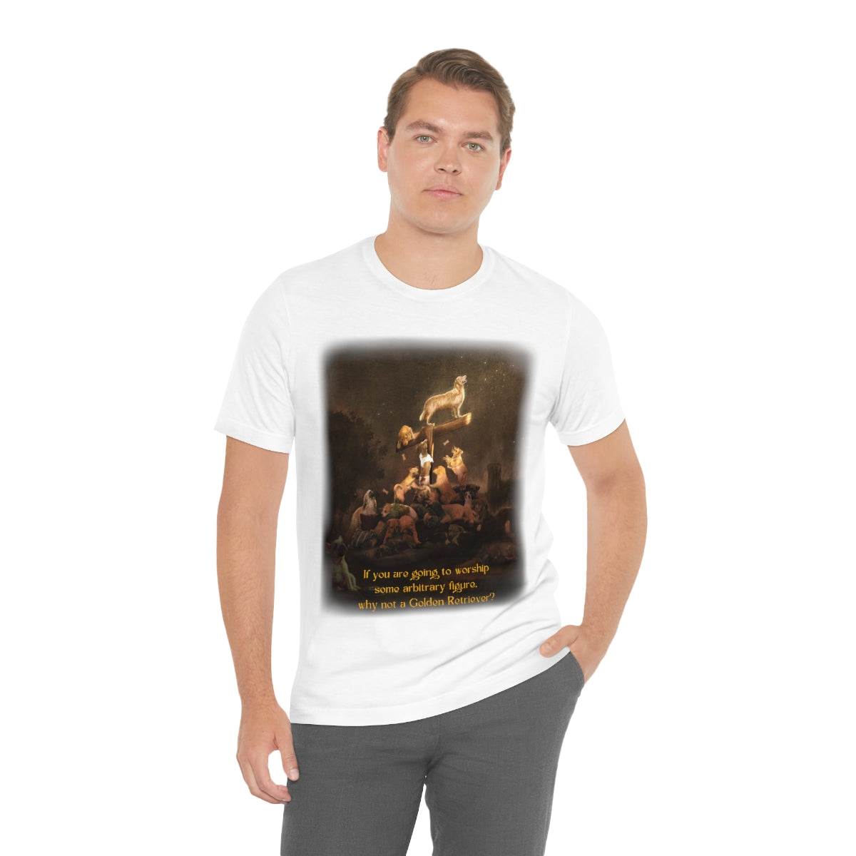 Shinedown on a Golden Retriever (with text): T shirt